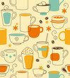 Seamless pattern with cups in retro-style