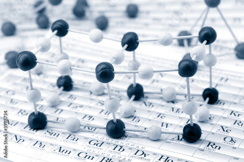 Photo: Periodic table of chemical elements with molecule Periodic table of chemical elements with molecule