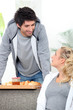 a man bringing breakfast to his wife