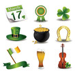 Saint Patrick's Day symbols vector set isolated on white.