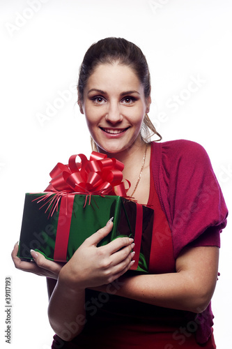 Photo: Young woman with present Young woman with present