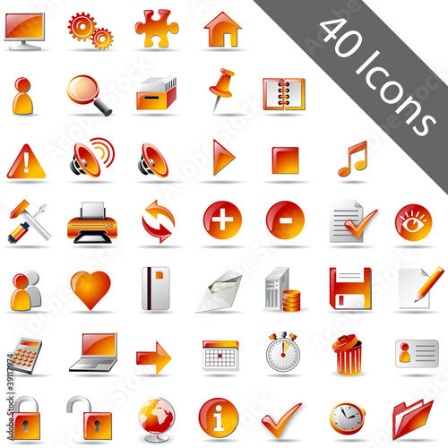 Vektor: Icon-Set orange Icon-Set orange