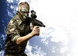 young soldier pointing