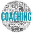 Coaching concept in tag cloud on white