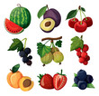 Vector: A set of delicious berries. Isolated on white background. A set of delicious berries. Isolated on white background.