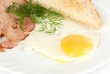 Breakfast with bacon and fried egg