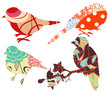 Retro decorate birds set Retro decorate birds set