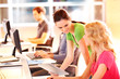 Colleagues in office working with tablet