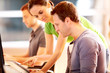 Group of young people working on computer