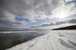 Snowy sea coast.