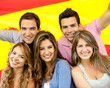 People with Spanish flag