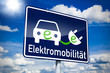 Ortseingangsschild mit Elektromobilität Ortseingangsschild mit Elektromobilität