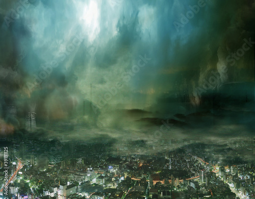 Illustration: Endzeitstimmung / Weltuntergang - Düstere Stadt in der Zukunft Endzeitstimmung / Weltuntergang - Düstere Stadt in der Zukunft