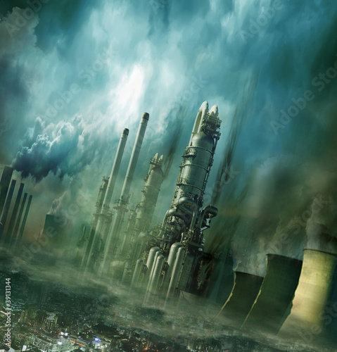 Illustration: Endzeitstimmung / Weltuntergang - Düstere Stadt in der Zukunft Endzeitstimmung / Weltuntergang - Düstere Stadt in der Zukunft