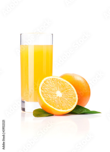 Photo: orange juice and slice isolated on white orange juice and slice isolated on white
