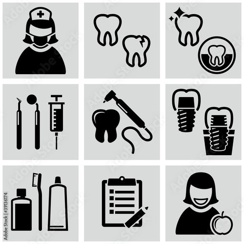Vector: Dental care icons set. Dental care icons set.