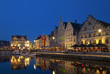 Abend in Gent Belgien Graslei Hafen