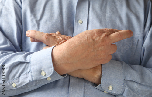 Photo: businessman crosses his fingers and hands businessman crosses his fingers and hands