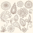 Henna Mehndi Paisley Tattoo Vector Design Elements
