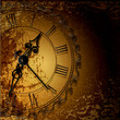 Vector grunge abstract background with antique clocks