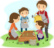 Vector: Family Planting Family Planting