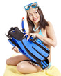 Girl wearing diving gear.