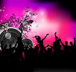 Vektor: Party sound background with dancing people Party sound background with dancing people