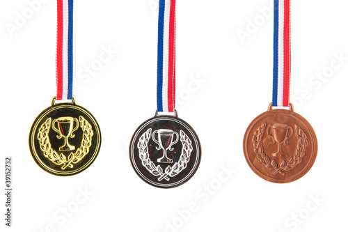 Photo: Gold silver and bronze medals Gold silver and bronze medals