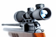 Closeup of a sniper rifle telescope glass lens isolated