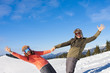 happy couple on ski vacation happy couple on ski vacation