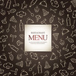 Restaurant menu design, with food icons background