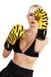 Boxing blond woman