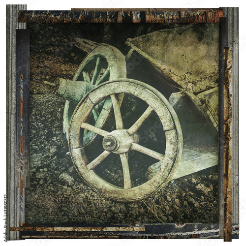 Photo: old cart wheels print old cart wheels print