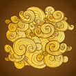 Background of yellow curled abstract clouds