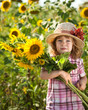Child with bunch of sunflowers Child with bunch of sunflowers