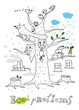 Eco animals, vector drawing