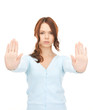 woman making stop gesture