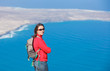 Portrait woman with backpack