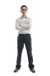 Full length of young Asian business man stand on white backgroun