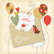 Birthday card, scrapbooking elements, 10 eps