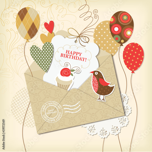 Vector: Birthday card, scrapbooking elements, 10 eps Birthday card, scrapbooking elements, 10 eps