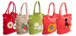 Foto: Group of summer beach bag with flowers Group of summer beach bag with flowers