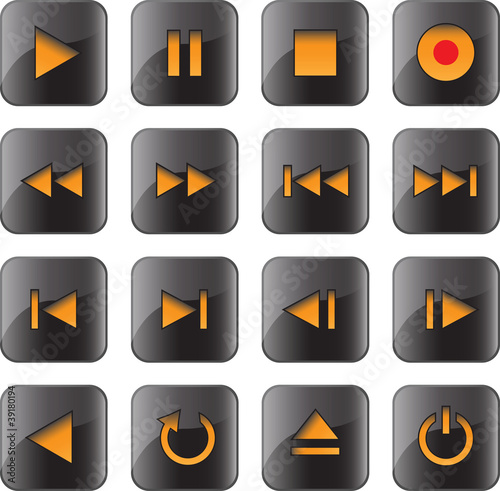 Vector: Multimedia control glossy icon set Multimedia control glossy icon set