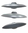 Set of flying saucer isolated on white
