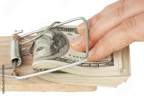 Photo: Dollars in mouse trap Dollars in mouse trap
