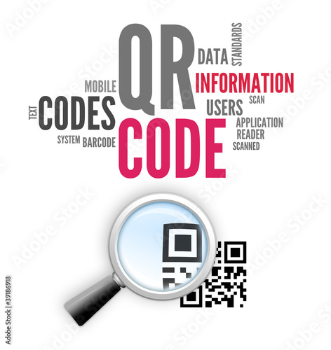 Illustration: Word Cloud & Magnifying Glass "QR Code" Word Cloud & Magnifying Glass "QR Code"