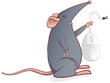Grey mouse with a computer mouse