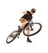The bicyclist isolated on white.