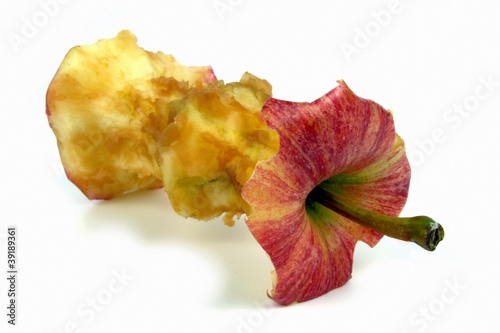 Photo: Bitten apple on white background. Bitten apple on white background.