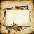 Vintage background with old card and bird